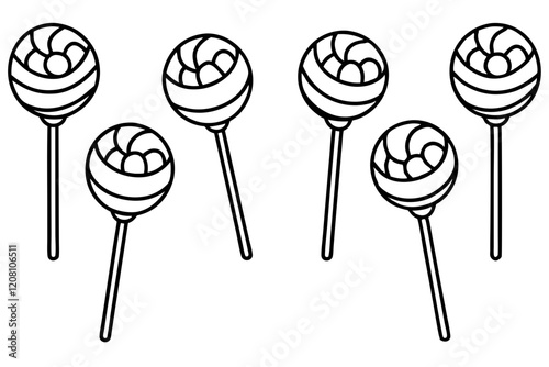 Monochrome Lollipop Vector Line Set
