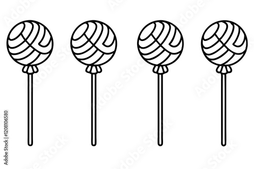 Monochrome Lollipop Vector Line Set