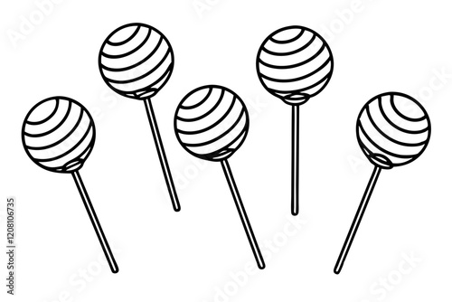 Monochrome Lollipop Vector Line Set