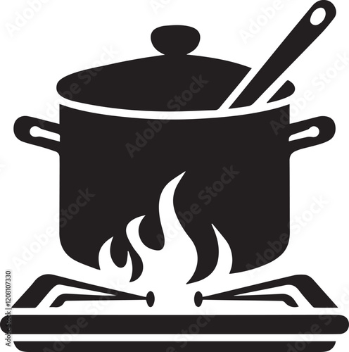 cooking pot with spoon