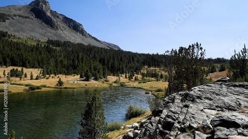 Beautiful and peaceful mountain lake near Yosemite National Park in California