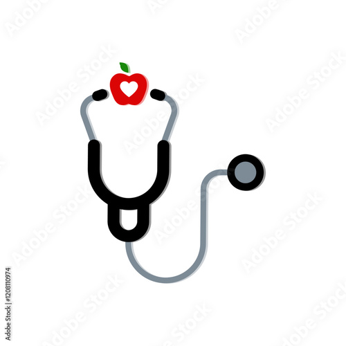 Stethoscope apple and apple for medical and healthcare