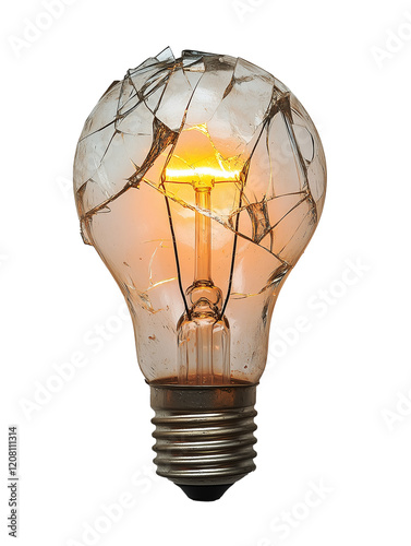 Photorealistic broken Lightbulb | Transparent PNG Energy and Idea Concept Art
