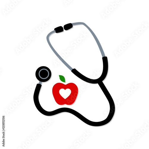 Stethoscope apple and apple for medical and healthcare