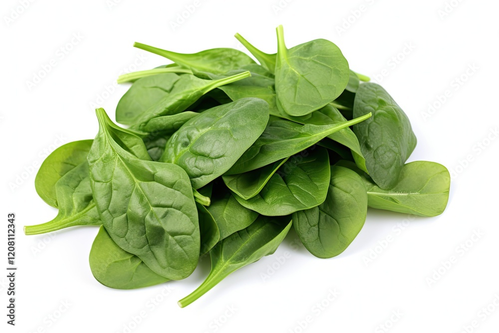Fresh Spinach Leaves Isolated on White Background. Raw and Healthy Herb Plant Vegetable Food Fresh Spinach Leaves Isolated on White Background. Raw and Healthy Herb Plant Vegetable Food