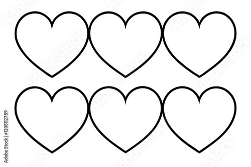 Pure Heart Line Art Vector Graphics Set
