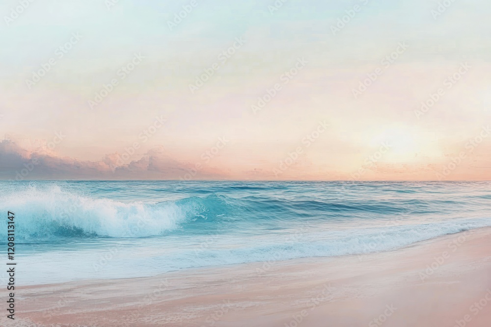 Obraz premium Serene Dawn Over Calm Ocean Horizon