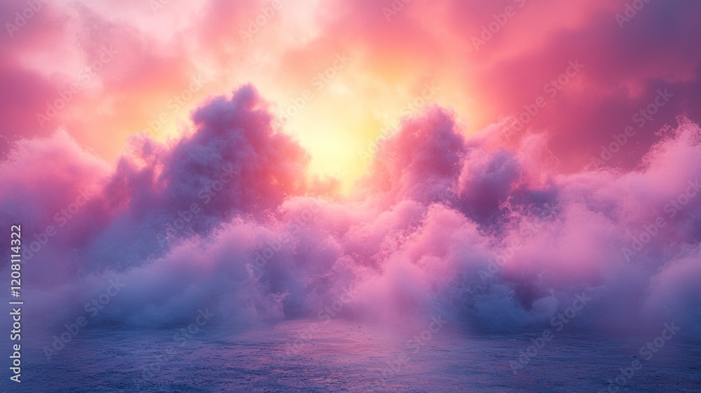Fototapeta premium Dramatic glowing cloudscape in vivid pink and purple hues