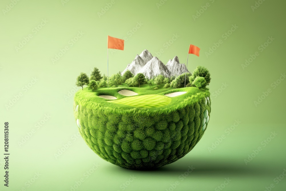 Obraz premium Unique 3D Artistic Representation of Golf Course