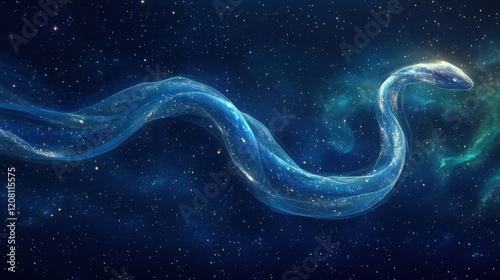 Cosmic serpent illustration with stars and nebulae in outer space, fantasy theme photo