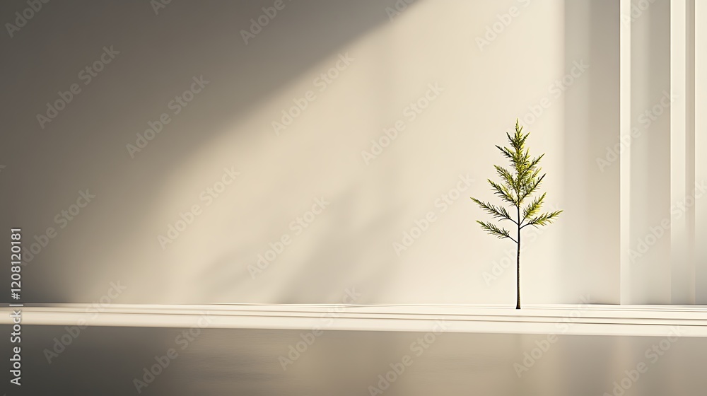 Obraz premium Single White Pine Sapling Sprouting in Purity