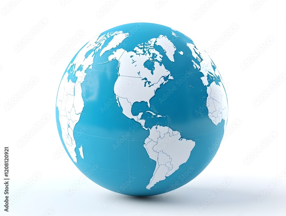 Animated 3D World Globe in Blue Shades on White Background Animated 3D World Globe in Blue Shades on White Background