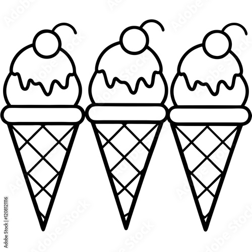 Stylish Ice Cream Line Art Set
