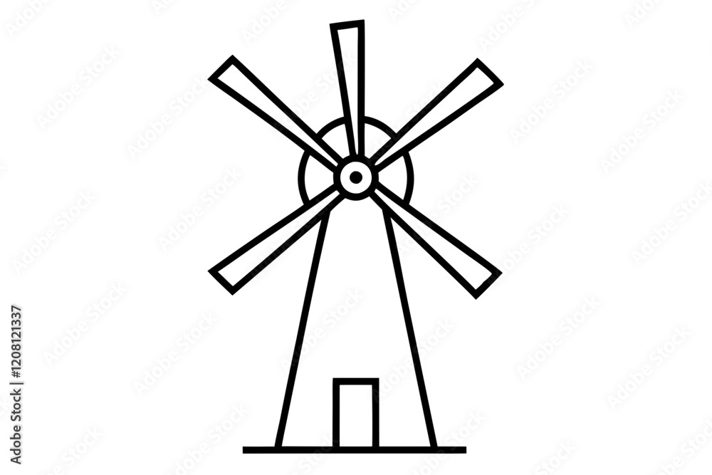 Detailed Windmill Icon - Vector Illustration with Spinning Blades Detailed Windmill Icon - Vector Illustration with Spinning Blades