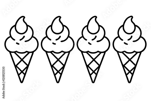 Stylish Ice Cream Line Art Set