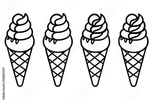 Stylish Ice Cream Line Art Set