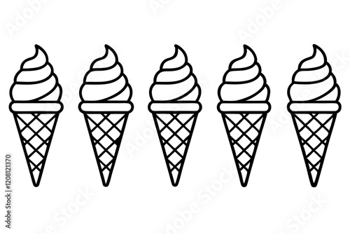 Stylish Ice Cream Line Art Set