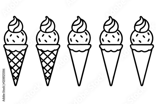Stylish Ice Cream Line Art Set