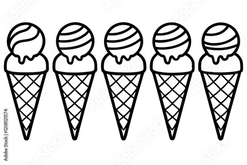 Stylish Ice Cream Line Art Set