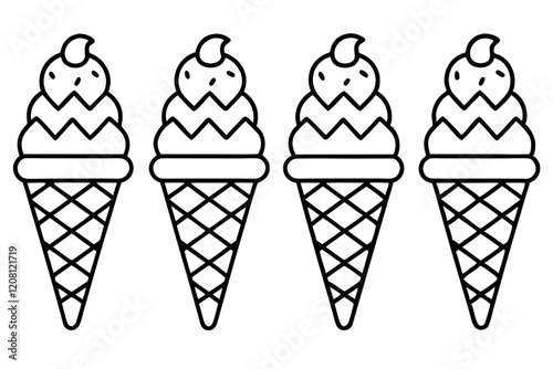 Stylish Ice Cream Line Art Set