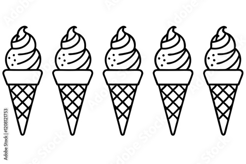Stylish Ice Cream Line Art Set