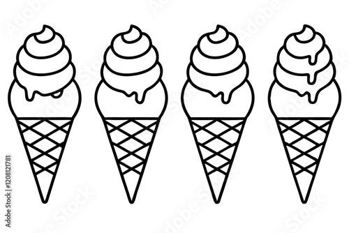 Stylish Ice Cream Line Art Set