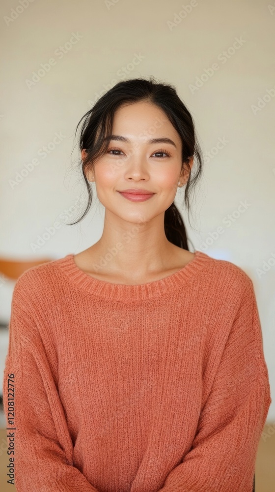 Soft Minimalist Fashion Portrait Young Woman in Cozy Knit Sweater - Authentic Lifestyle Content for Modern Fashion Brands and Influencer Campaigns Soft Minimalist Fashion Portrait Young Woman in Cozy Knit Sweater - Authentic Lifestyle Content for Modern Fashion Brands and Influencer Campaigns