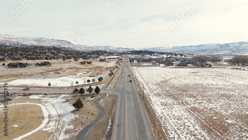 Aerial Drone View of East Center Street, Heber City, Utah — Pre‑Temple Landscape and Early Community Setting