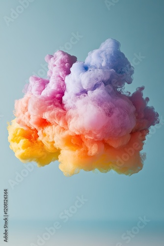cloud-like burst of vibrant pigment dissolving into weightless atmosphere
