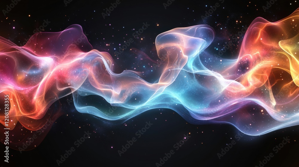 Colorful Abstract Waves in Cosmic Space with Light Effects Colorful Abstract Waves in Cosmic Space with Light Effects