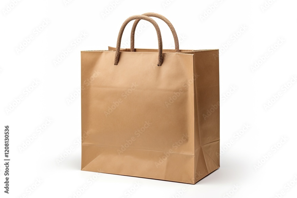 Isolated Brown Paper Bag for Advertisement. Blank Carrier Bag for Buy and Carry. Cardbox with White Background Isolated Brown Paper Bag for Advertisement. Blank Carrier Bag for Buy and Carry. Cardbox with White Background