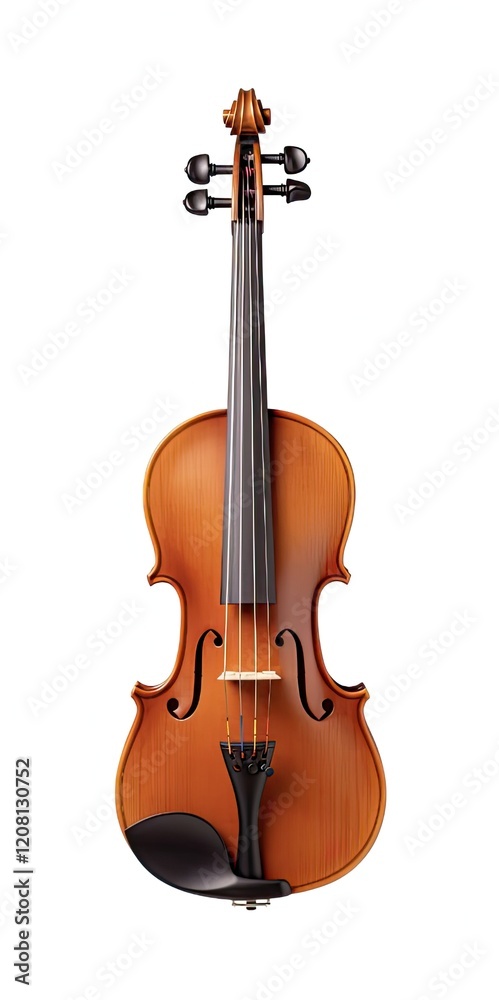 Fototapeta premium Isolated Classical Fiddle. Musical Instrument for Concerts and Symphony. Beautiful Violin with Bow on White Background