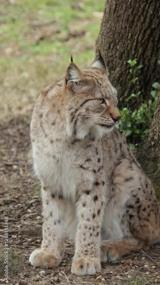 lynx, en gros plan, couché dans l'herbe. lynx, en gros plan, couché dans l'herbe.