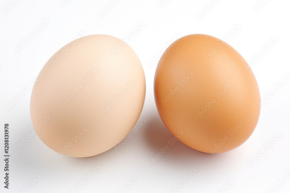 Isolated White Background: Two Organic Eggs as Ingredient for Food Preparation Isolated White Background: Two Organic Eggs as Ingredient for Food Preparation