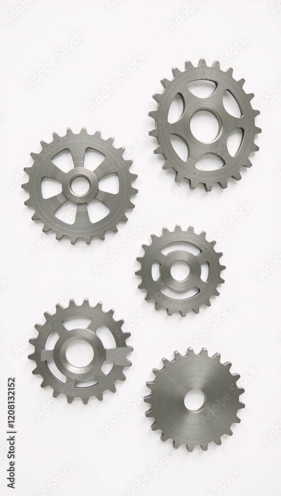 Metallic gear showcase with close-up views of intricate designs against a clean minimalist white backdrop Mechanical Artwork Metallic gear showcase with close-up views of intricate designs against a clean minimalist white backdrop Mechanical Artwork