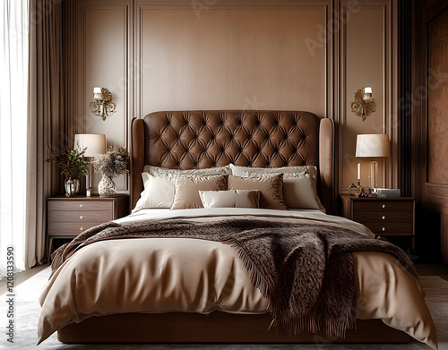 Wallpaper Mural Elegant Bedroom Design Featuring Mocha Mousse Color Scheme Torontodigital.ca