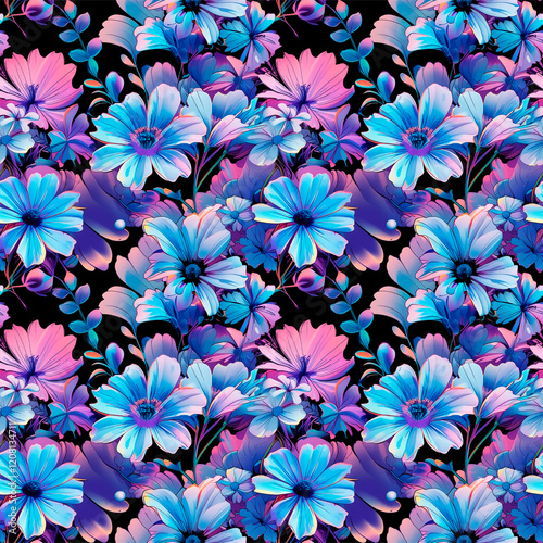 Bright colorful seamless floral pattern