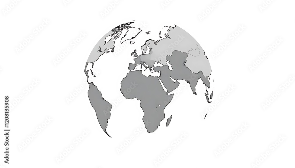 Obraz premium 3d Gray World Map Globe Illustration Image