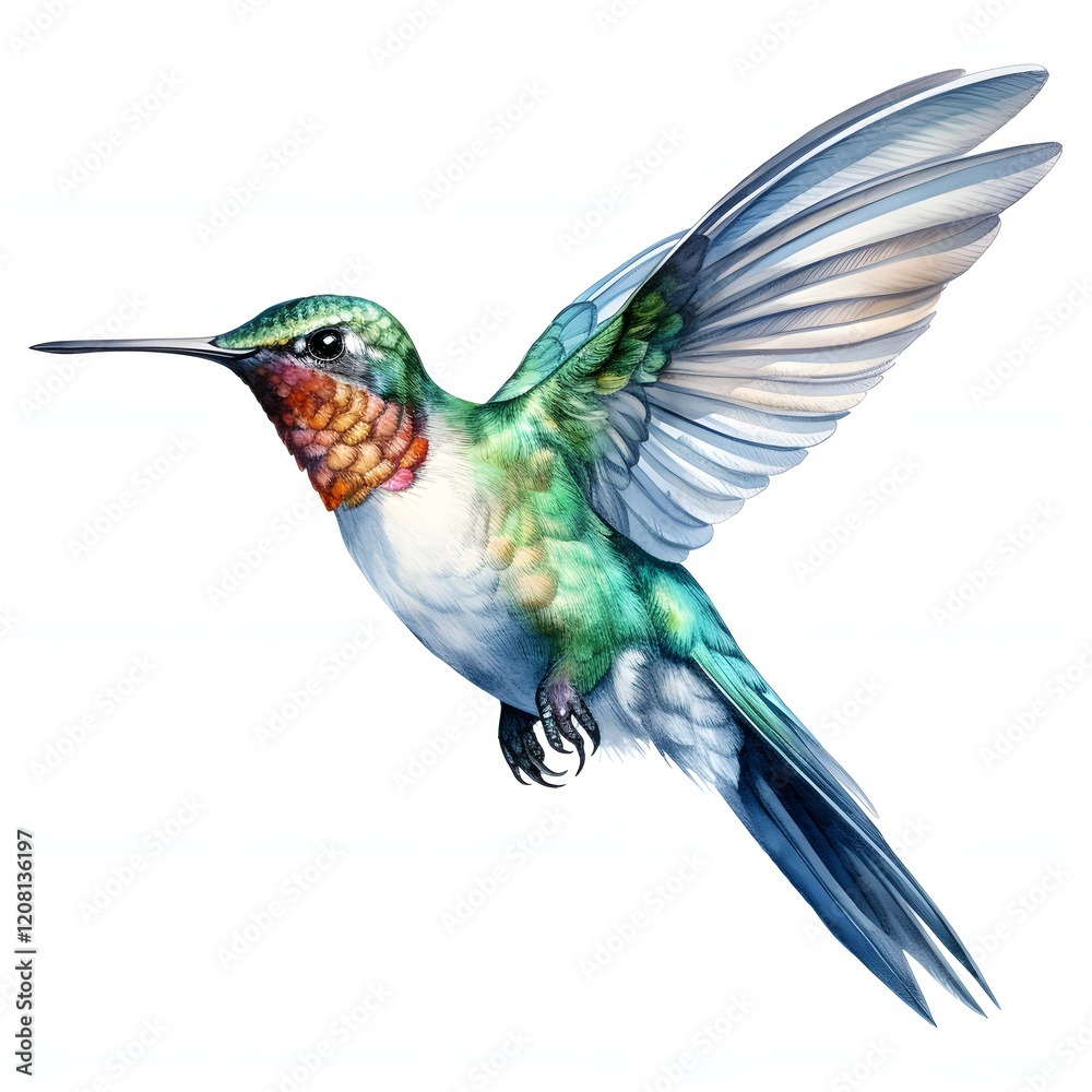 Obraz premium Colibri clipart. Ai watercolor art illustration. Detailed illustration