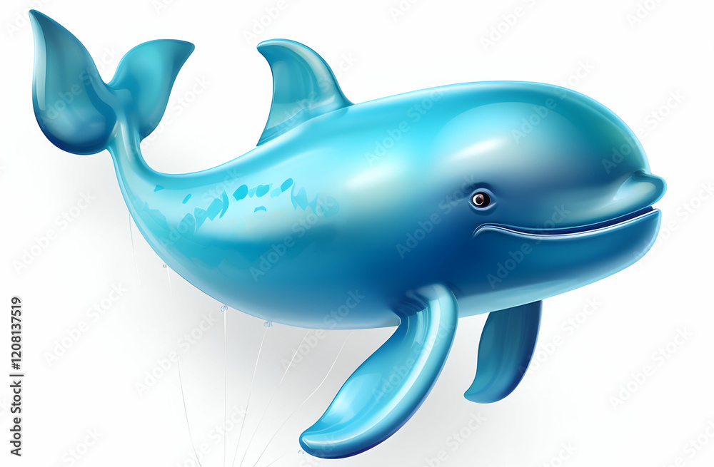 Smiling blue cartoon dolphin playful 3d illustration of a marine animal cut out Smiling blue cartoon dolphin playful 3d illustration of a marine animal cut out