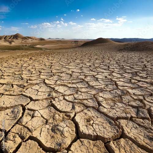 Top View of Cracked and Uneven Terrain in Usty: Nature’s Raw Beauty Unleashed photo