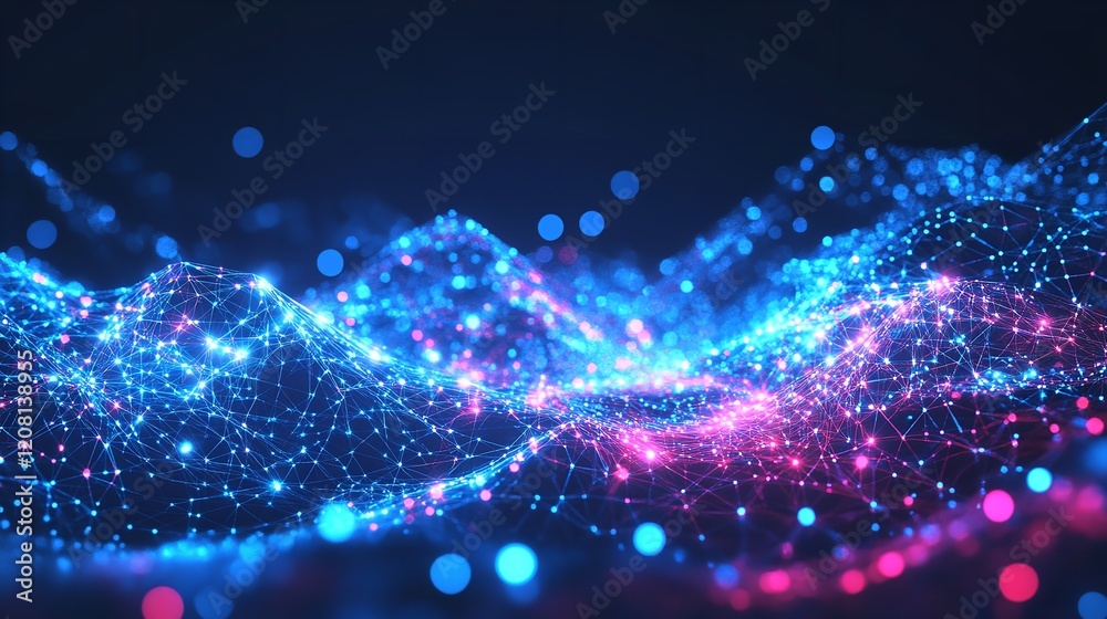 Obraz premium Abstract Futuristic Low Poly Connecting Structure Dots