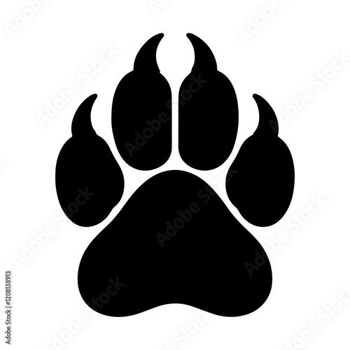 One black panther paw print silhouette icon vector illustration design.
