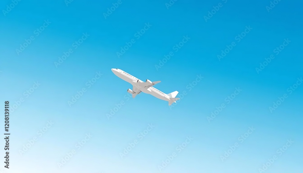 Obraz premium Airplane Taking Off Against a Clear Blue Sky