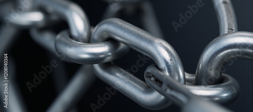 Shiny metal chain with intricate loops and reflective surface industrialsecurity theme photo