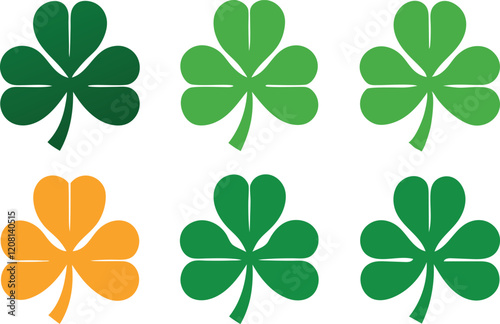 Shamrock leaves icon set vector, set of four clover