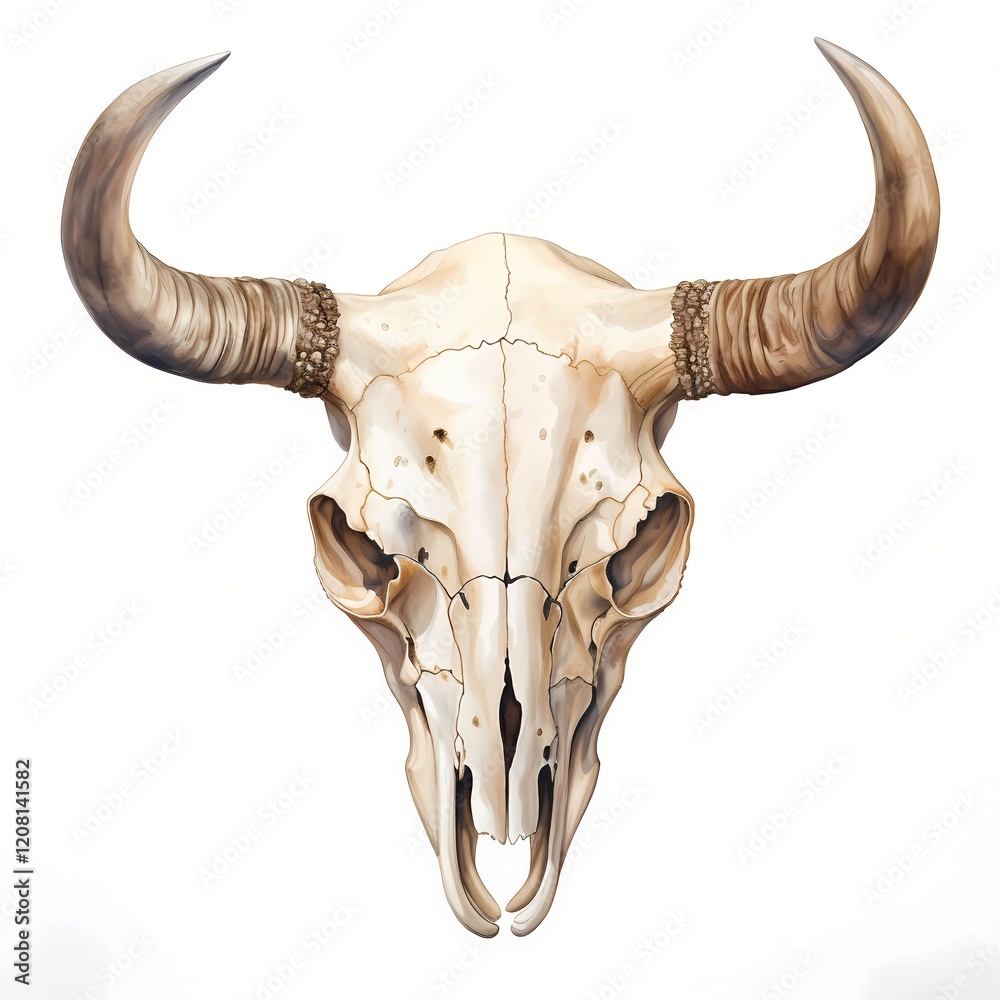 Fototapeta premium Cow Skull clipart. Watercolor illustration. Illustrative clipart collection illustration