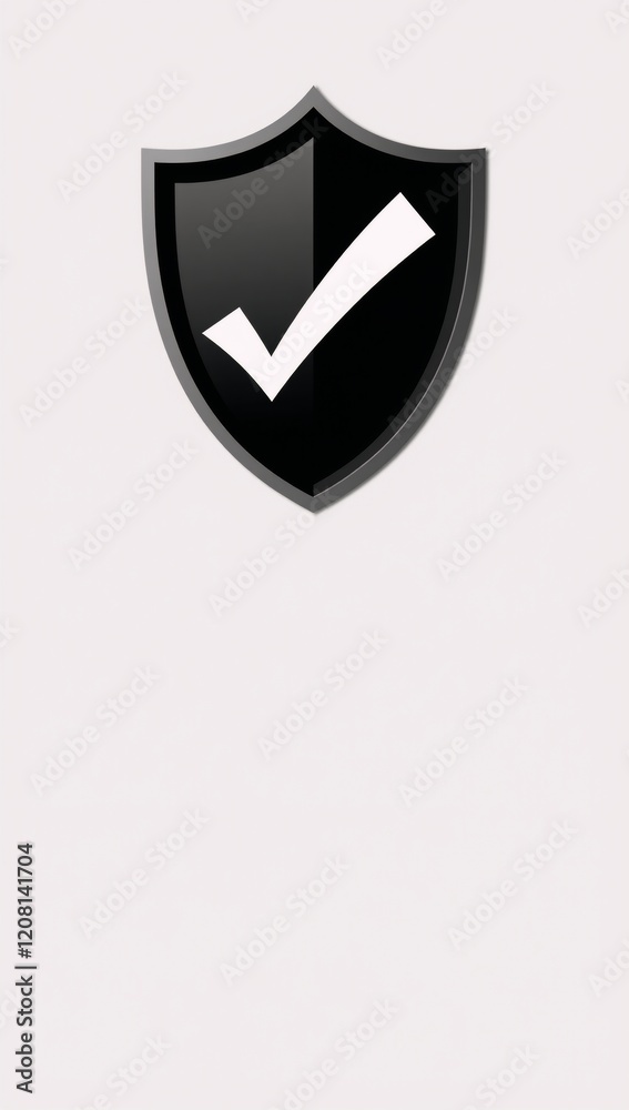 Shield protection icon with a checkmark symbol to denote confirmed security Shield protection icon with a checkmark symbol to denote confirmed security