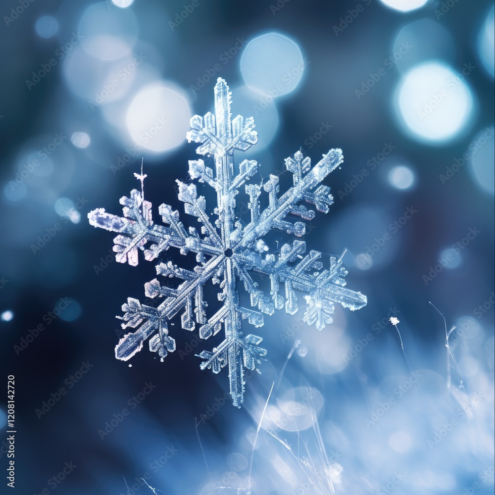 Macro Snowflake: Shimmering Sparkles of Fresh Winter Snow in Macro Shot Macro Snowflake: Shimmering Sparkles of Fresh Winter Snow in Macro Shot