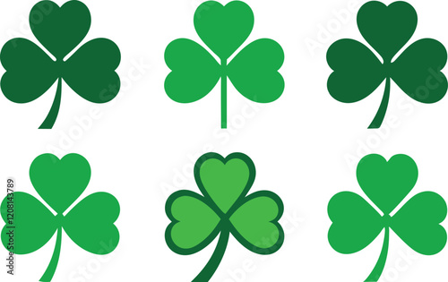 Shamrock leaves icon set vector, set of four clover